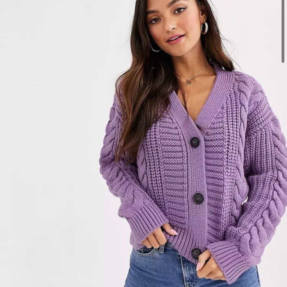 💜ASOS New Look Cable Knit Cardigan in Lilac💜